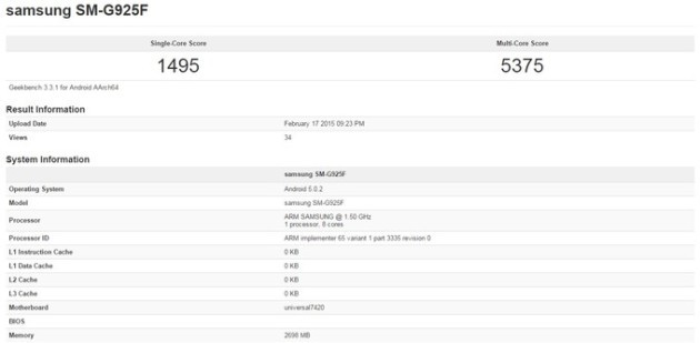 s6 lite geekbench