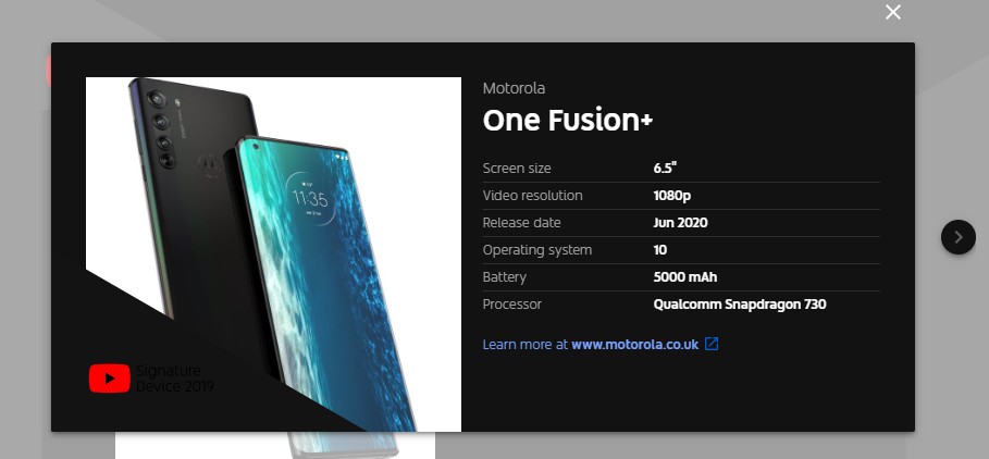 الهاتف الذكي الجديد Motorola One Fusion قادم 3