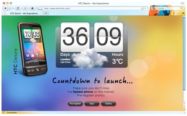 HTC Desire, ecco il sito ufficiale