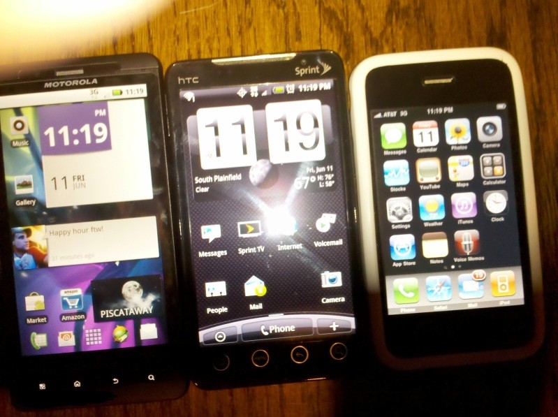 Droid X, iPhone, EVO 4G e Droid Eris. Confronto dimensioni