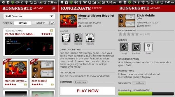 Kongregate Arcade, più di 300 giochi Flash per Android [AGGIORNATO #2: Fa il suo ritorno nel Market]