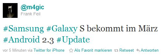 Samsung Galaxy S, aggiornamento ad Android 2.3 Gingerbread imminente? [AGGIORNATO: In arrivo la versione 2.2.1]