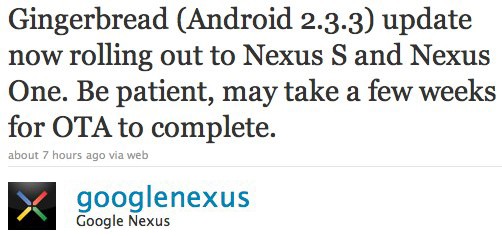 Android 2.3.3, iniziato il rilascio per Nexus S e Nexus One