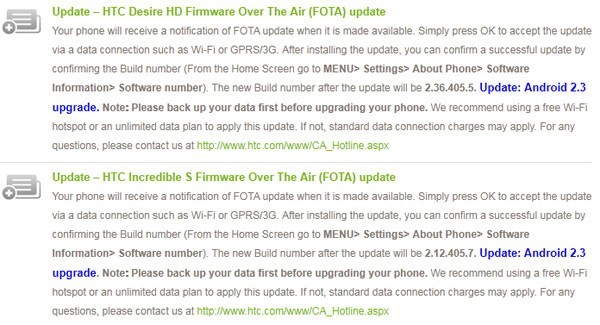 HTC Desire HD e Incredible S: disponibile Gingerbread 2.3.3 via OTA