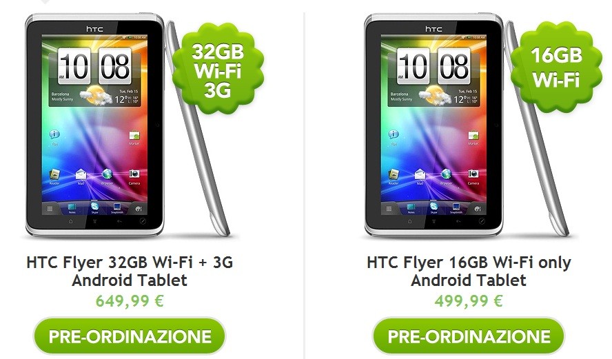 HTC Flyer: ecco i prezzi ufficiali!