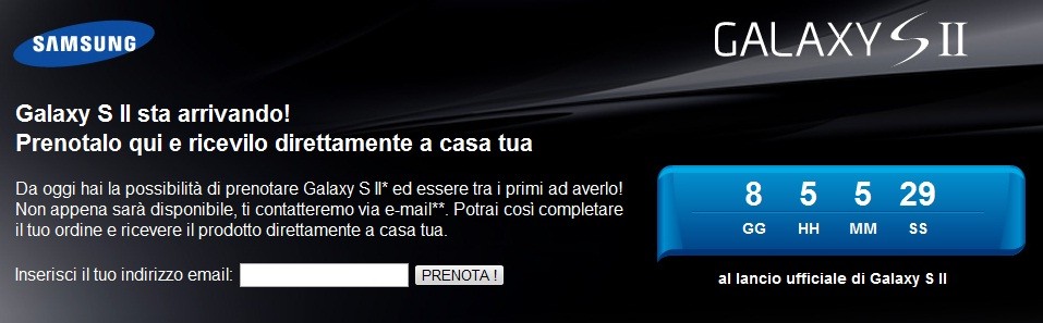 Samsung Galaxy S II in Italia dal 25 Maggio a 599€