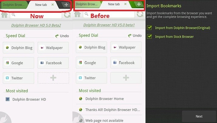Disponibile la Beta 3 di Dolphin Browser HD v5.0
