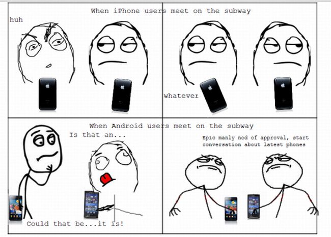 [Humor] L'incontro degli utenti iPhone e Android, in metropolitana