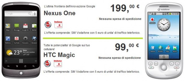 Vodafone : ritornano HTC Magic e Nexus One in offerta