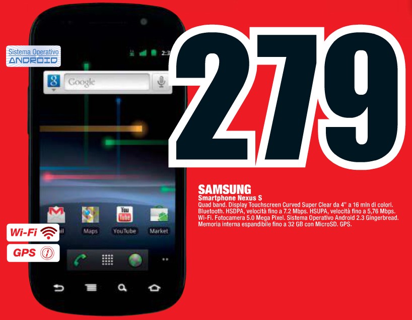 Nexus S a 279€ da Mediaworld