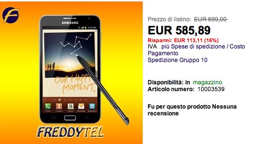 Samsung Galaxy Note : dal 28 disponibile in Italia a un prezzo di...