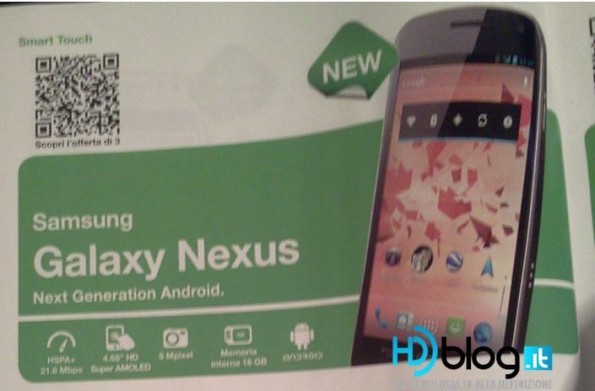 Il Samsung Galaxy Nexus arriverà con 3 entro la fine del mese