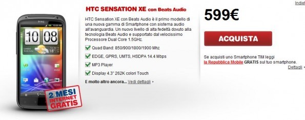 HTC Sensation XE con TIM a 599€