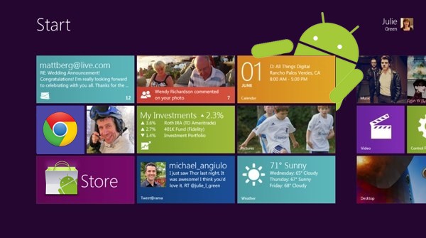 Skydroid porta l'interfaccia Windows 8 su Android