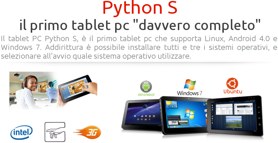 Ekoore Python S: il tablet con 3 sistemi operativi