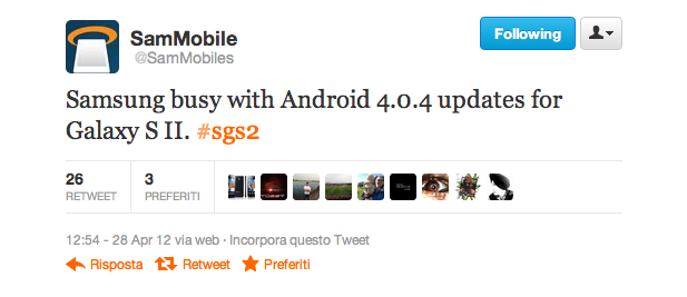 Samsung al lavoro per l'update Android 4.0.4 su Galaxy S II