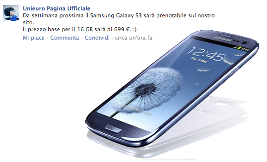 Samsung Galaxy S III, 699€ per la versione da 16GB in Italia