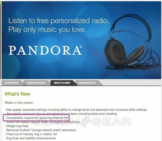 Pandora è la prima applicazione compatibile con Jelly Bean