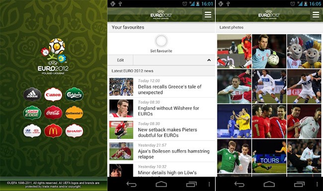 Euro 2012: l'applicazione ufficiale per Android