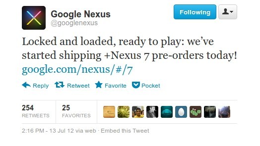 Google ha iniziato a spedire i primi Nexus 7