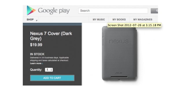 Google Nexus 7, disponibile su Play Store la prima cover ufficiale
