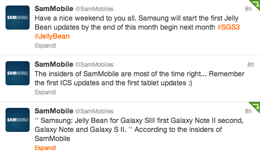 Samsung e Jelly Bean: Galaxy S III, Galaxy Note II, Galaxy Note e Galaxy S II