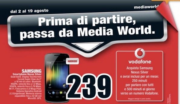 MediaWorld Milano: da oggi il Galaxy Nexus in offerta a 239€ [CONFERMATO]