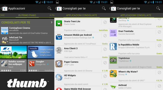 Play Store Mobile : Google aggiunge la sezione “Consigliati per te”