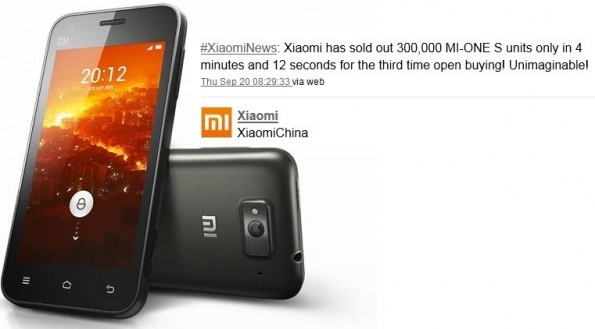 Xiaomi Mi-One S: vendute 300.000 unità in poco più di 4 minuti