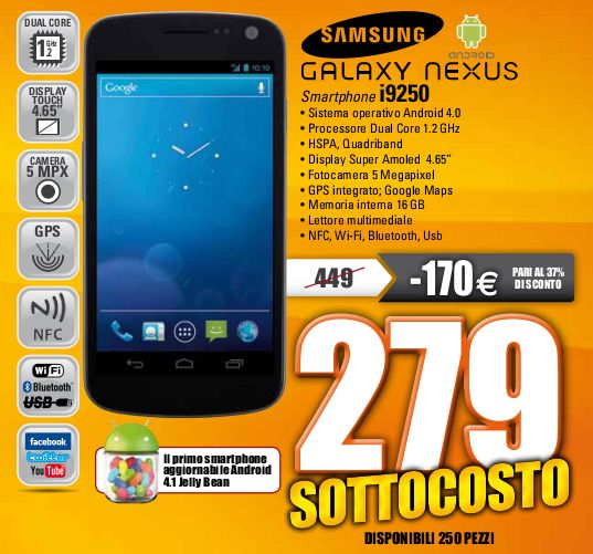Samsung Galaxy Nexus a 279€ da Marco Polo (Milano, Roma, Potenza)