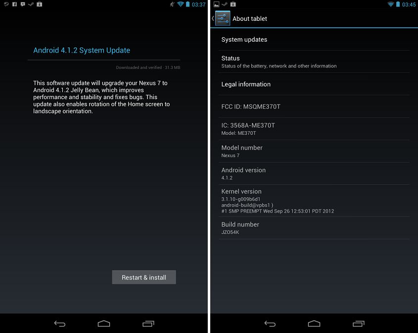 Aggiornare manualmente il Nexus 7 ad Android Jelly Bean 4.1.2