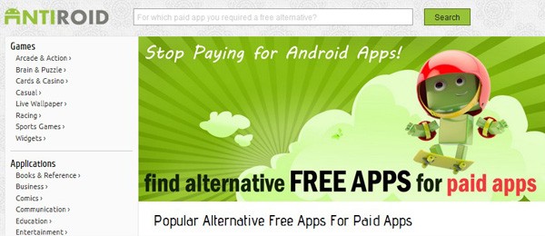 Antiroid: Trovare facilmente alternative gratuite ad applicazioni a pagamento.