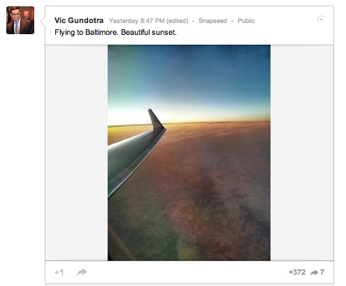 Snapseed per Android compare sul profilo Google+ di Vic Gundotra