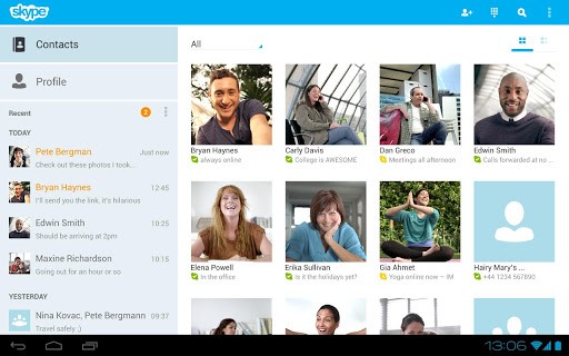 Skype per Android: ora ottimizzato per i tablet