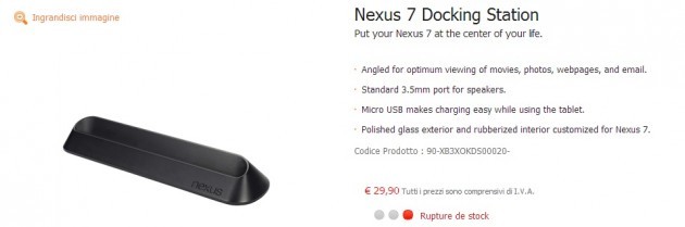 Nexus 7: la dock ufficiale arriva su Asus Shop Italia a 29.90€ [UPDATE]