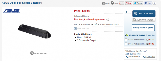 Nexus 7: la dock ufficiale in pre-ordine negli Stati Uniti a 39.99$