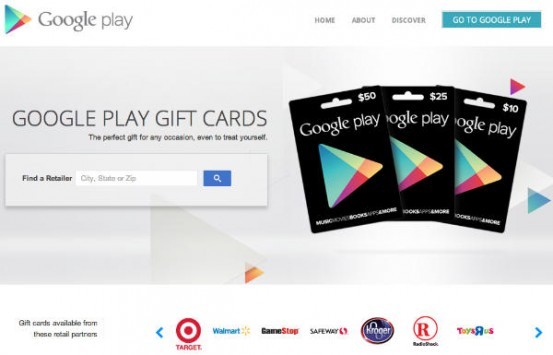 Google Play Gift Cards in vendita anche presso i centri Target, GameStop e molti altri