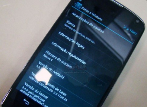 LG Nexus 4: in Brasile appare Android 4.2.2 Jelly Bean [UPDATE: Video]