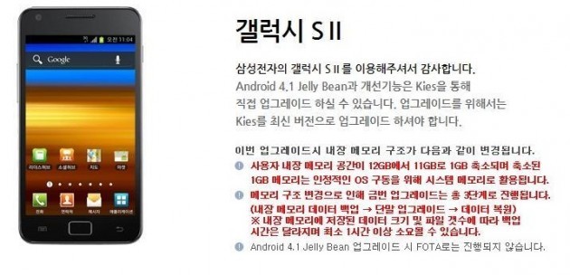 Samsung Galaxy S II: svelati i dettagli dell'aggiornamento ad Android 4.1.2