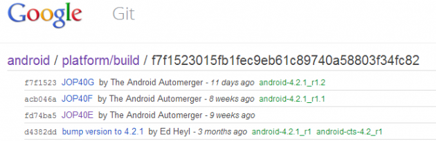 Google pubblica Android 4.2.1_r1.2 build JOP40G sull'AOSP