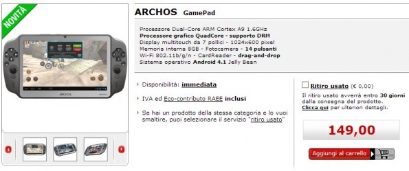 Archos Gamepad in vendita anche da MediaWorld a 149€
