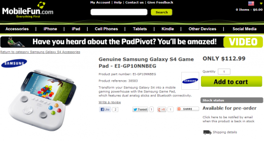 Samsung Galaxy S IV: al via i pre-ordini del nuovo Game Pad al prezzo di 113$