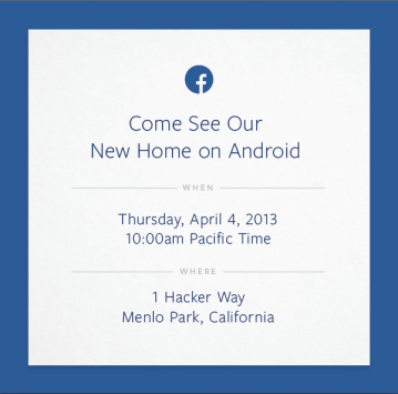 Facebook invia gli inviti di un evento Android, in arrivo il primo smartphone?