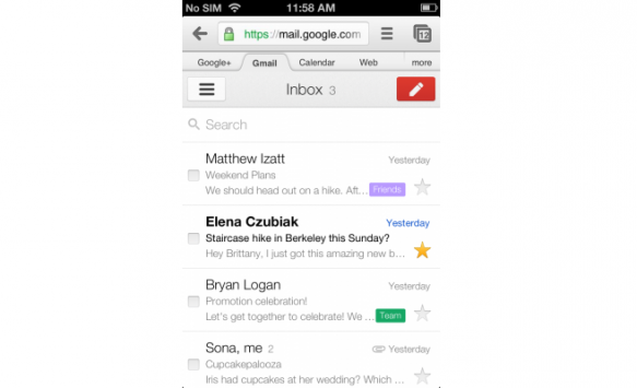 Google aggiorna l'interfaccia della versione mobile di Gmail
