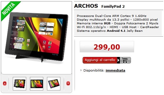 Archos FamilyPad 2: il primo tablet Android da 13