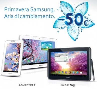 Promozione Samsung: 50€ di sconto per chi acquista un tablet 3G o 4G entro la fine di Maggio