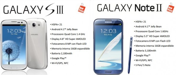 Galaxy S III e Galaxy Note II: Samsung diminuisce i prezzi di listino per l'arrivo del Galaxy S IV