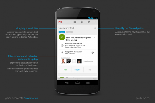 Gmail 5.0 per Android: un concept mostra la nuova interfaccia grafica