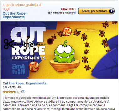 L'Amazon App-Shop arriva sul Web anche in Italia: oggi in regalo Cut The Rope: Experiments