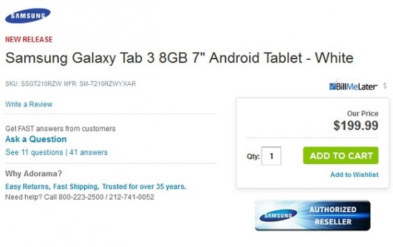 Samsung Galaxy Tab 3 7.0, svelato accidentalmente il prezzo?